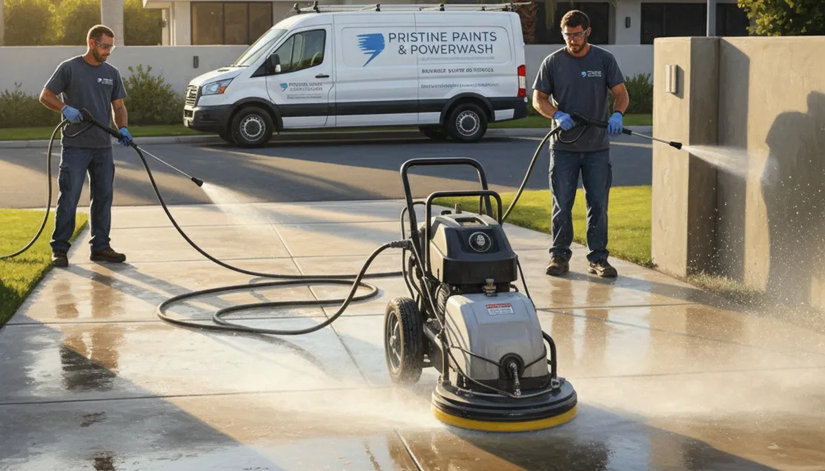 Baltimore, MD concrete pressure cleaning for driveways, patios, and walkways with stain removal
